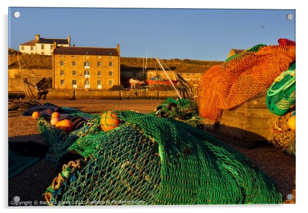 Burghead Harbour Scene Moray Coast Scotland. Acrylic by Barbara Jones