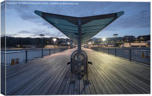 Sunset at Boscombe Pier, Bournemouth Canvas Print by Katie McGuinness