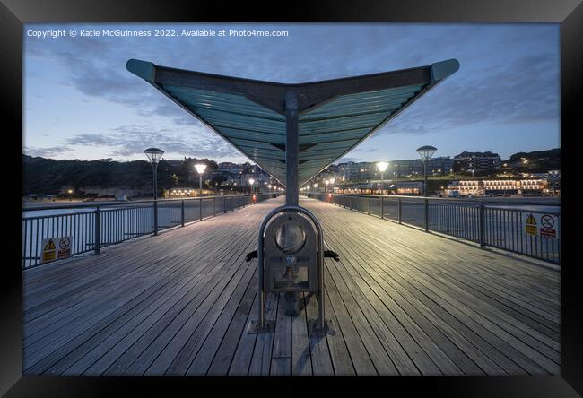 Sunset at Boscombe Pier, Bournemouth Framed Print by Katie McGuinness