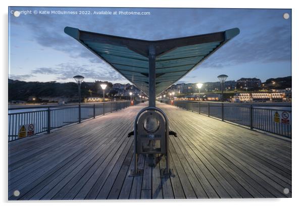 Sunset at Boscombe Pier, Bournemouth Acrylic by Katie McGuinness
