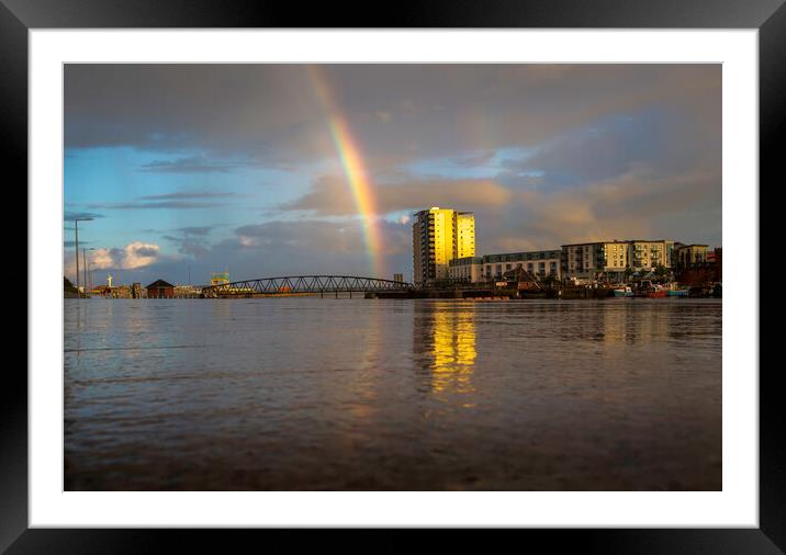 Rainbow reflection at sunset Framed Mounted Print by Leighton Collins