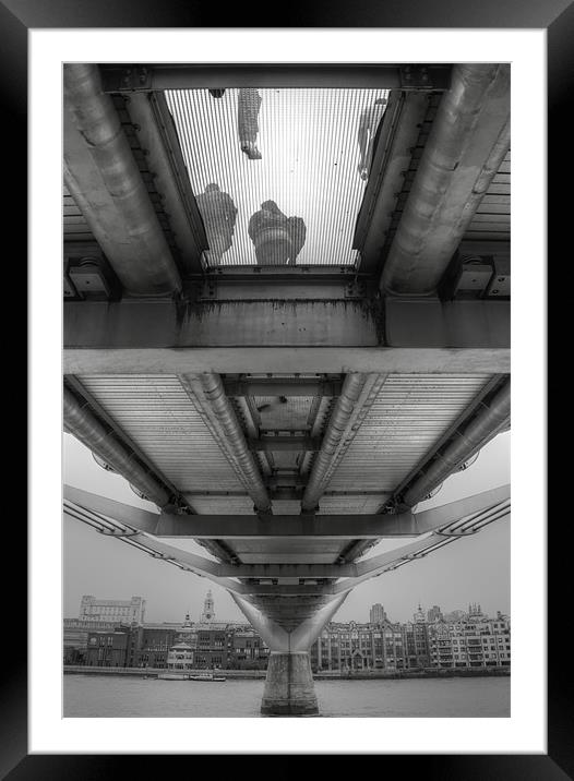 Millennium Bridge BW Framed Mounted Print by David French