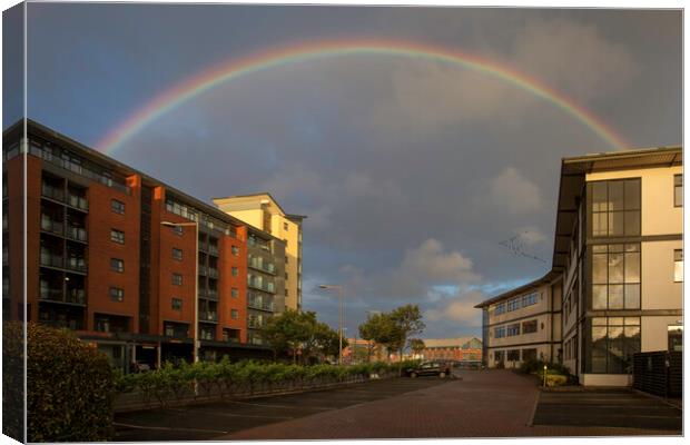 A rainbow over Swansea Canvas Print by Leighton Collins