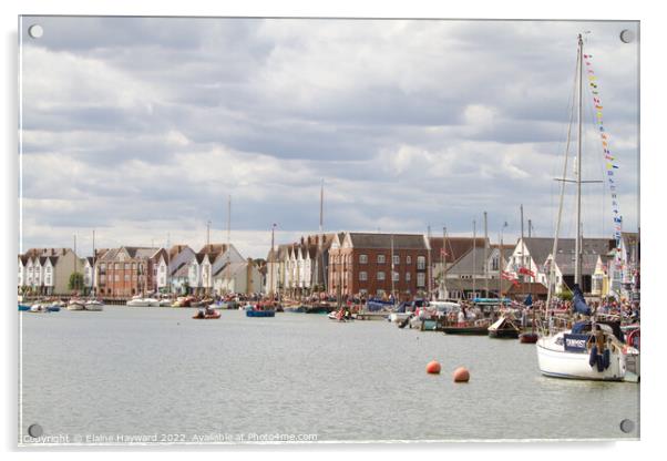 Wivenhoe in Essex on regatta day Acrylic by Elaine Hayward