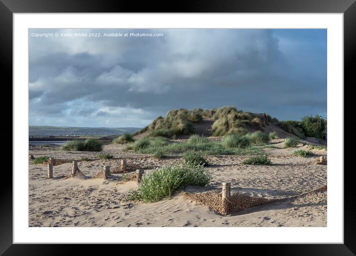 Sand Dunes on Instow beach North Devon Framed Mounted Print by Kevin White