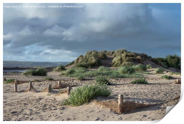 Sand Dunes on Instow beach North Devon Print by Kevin White