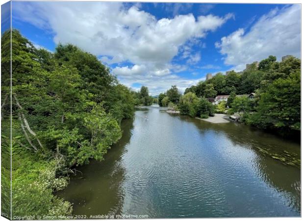 View from Dinham Bridge in Ludlow, Shropshire Canvas Print by Simon Marlow