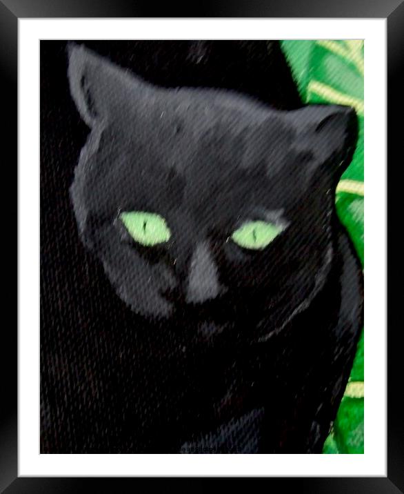 Black Cat Framed Mounted Print by Stephanie Moore