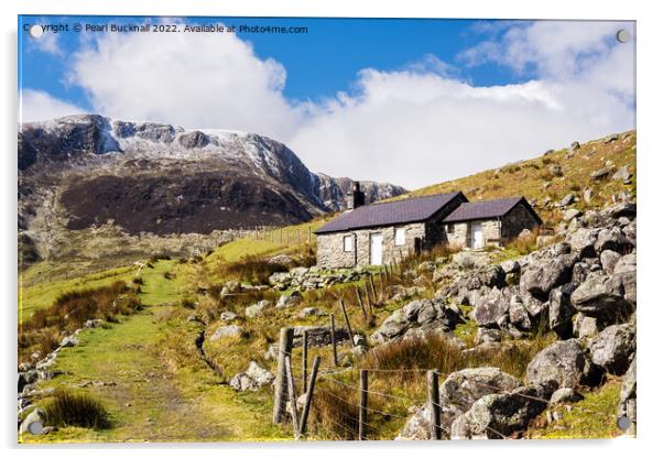 Cwm Eigiau Mountain Hut Carneddau Snowdonia Acrylic by Pearl Bucknall