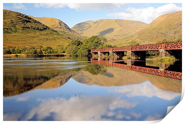 Loch Awe Railway bridge Reflection Print by Grant Glendinning