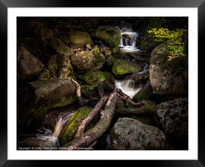 Padley Gorge Waterfalls. Framed Mounted Print by Craig Yates