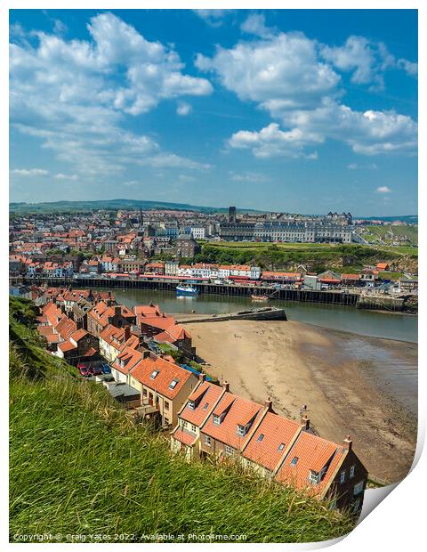 Whitby Seafront Cottages Print by Craig Yates