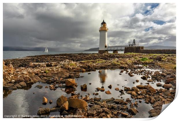 Tobermory Lighthouse Rubha Nan Gall Mull Scotland Print by Barbara Jones