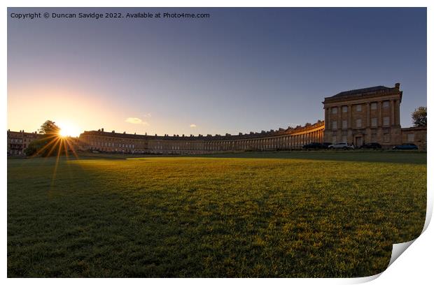 Royal Crescent Bath sunstar Print by Duncan Savidge