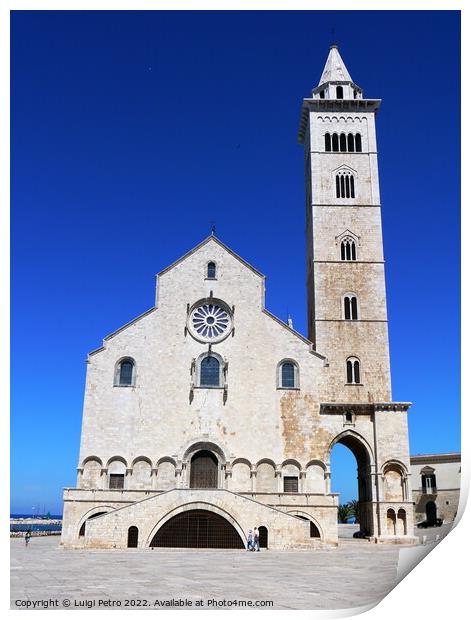 West  facade of the Cathedral in Trani, Apulia region, Italy. Print by Luigi Petro