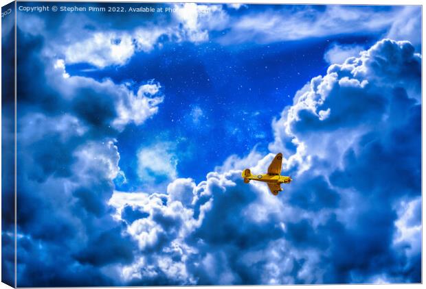 Yellow Plane Above the Clouds Canvas Print by Stephen Pimm