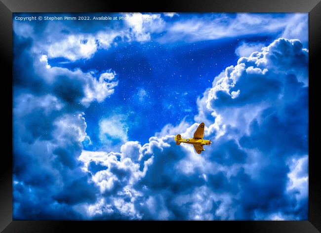 Yellow Plane Above the Clouds Framed Print by Stephen Pimm