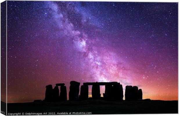 Stonehenge starry night Canvas Print by Delphimages Art
