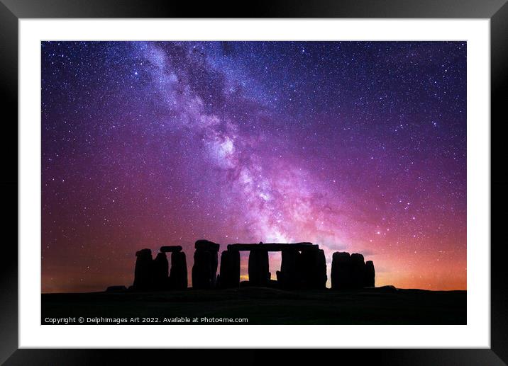 Stonehenge starry night Framed Mounted Print by Delphimages Art