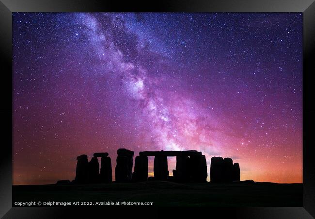 Stonehenge starry night Framed Print by Delphimages Art