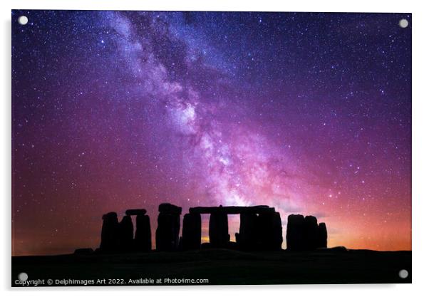 Stonehenge starry night Acrylic by Delphimages Art