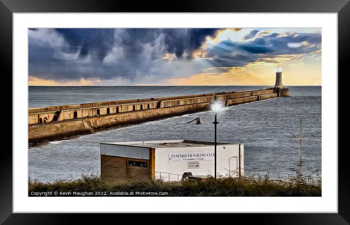 Tynemouth Lighthouse North Pier (Digital Art) Framed Mounted Print by Kevin Maughan