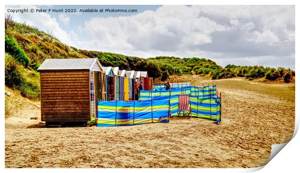 Beach Huts For Hire Saunton Sands Print by Peter F Hunt