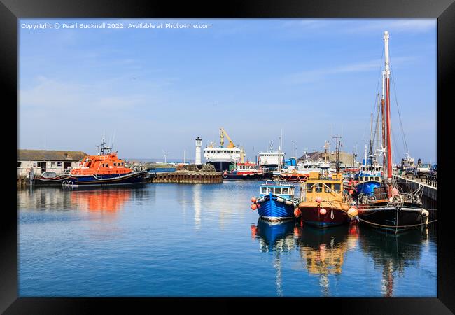 Kirkwall Harbour Reflections Orkney Isles Framed Print by Pearl Bucknall