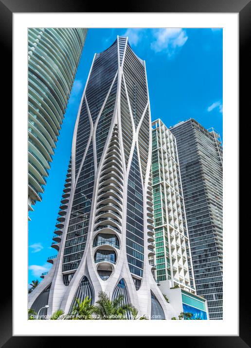 Buildings High Rises  Downtown Miami Florida Framed Mounted Print by William Perry