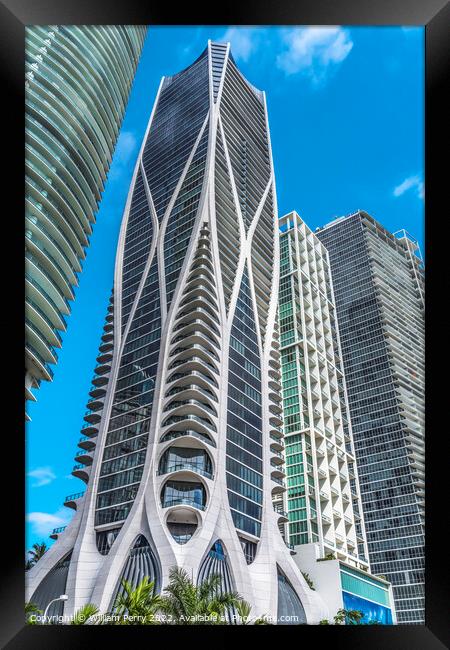 Buildings High Rises  Downtown Miami Florida Framed Print by William Perry