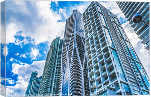 Modern Buildings High Rises  Downtown Miami Florida Canvas Print by William Perry
