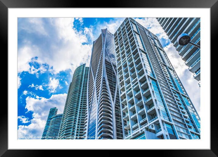 Modern Buildings High Rises  Downtown Miami Florida Framed Mounted Print by William Perry