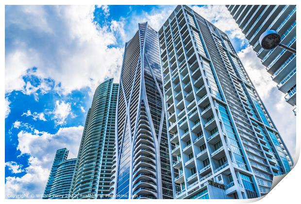Modern Buildings High Rises  Downtown Miami Florida Print by William Perry
