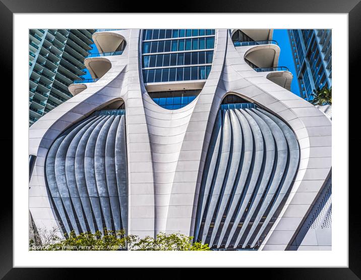 Modern Building Decoration Downtown Miami Florida Framed Mounted Print by William Perry