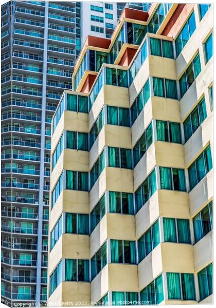 Orange Yellow Buildings High Rises  Downtown Miami Florida Canvas Print by William Perry