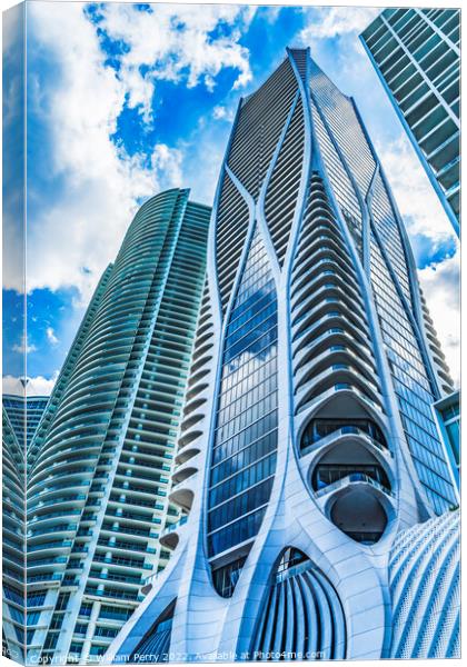 Modern Buildings High Rises Downtown Miami Florida Canvas Print by William Perry