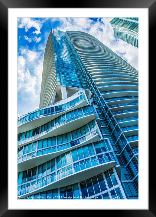 Modern Building High Rise  Downtown Miami Florida Framed Mounted Print by William Perry