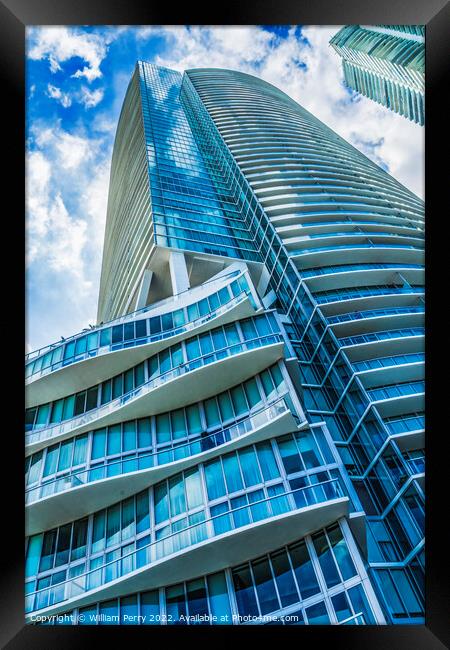 Modern Building High Rise  Downtown Miami Florida Framed Print by William Perry