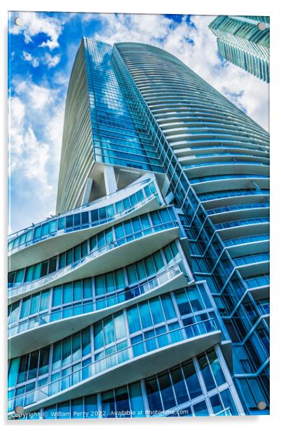 Modern Building High Rise  Downtown Miami Florida Acrylic by William Perry