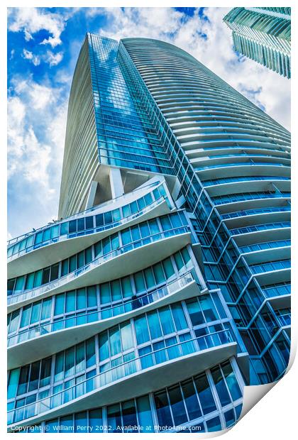 Modern Building High Rise  Downtown Miami Florida Print by William Perry