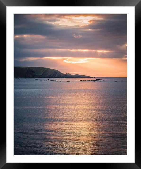 Golden Sunrise over Stonehaven Bay Framed Mounted Print by DAVID FRANCIS