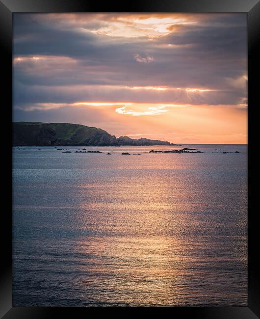 Golden Sunrise over Stonehaven Bay Framed Print by DAVID FRANCIS