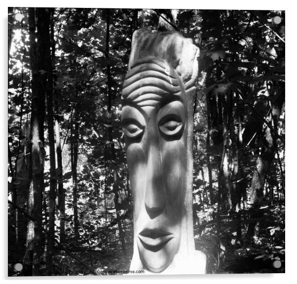 Sculpture from Zaire in b & w Acrylic by Stephanie Moore