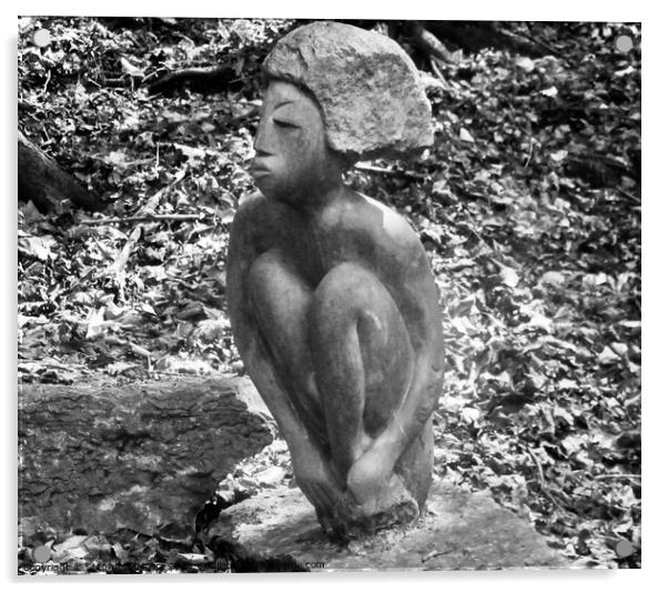 Seated woman in b & w Acrylic by Stephanie Moore
