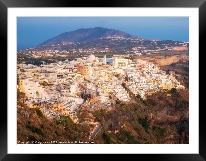 Fira Thira Santorini. Framed Mounted Print by Craig Yates