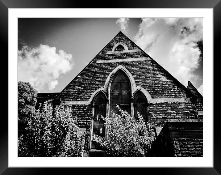 B&W church in Scotland  Framed Mounted Print by Paddy 