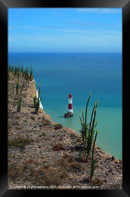 Lighthouse at Beachy Head Framed Print by Angela Wallace