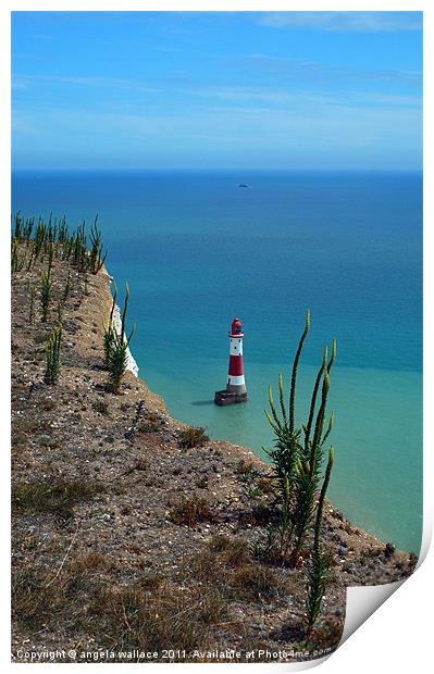 Lighthouse at Beachy Head Print by Angela Wallace