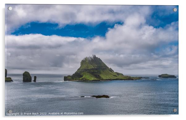 Tindholmur island seen from Vagar at the Faroe Islands Acrylic by Frank Bach