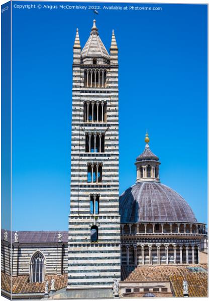 Campanile and Dome of Siena Duomo, Siena, Tuscany Canvas Print by Angus McComiskey